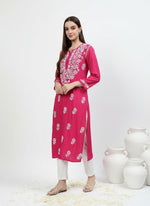 Load image into Gallery viewer, Heer Rayon Chikankari Straight Kurti

