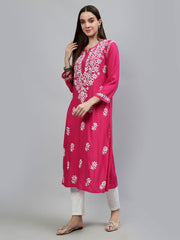 Heer Rayon Long Chikankari Kurti