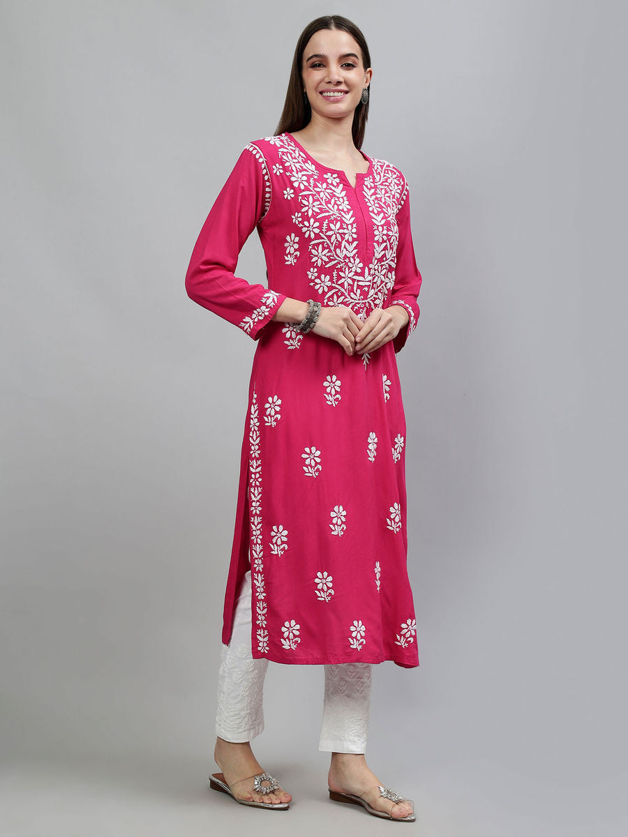 Heer Rayon Long Chikankari Kurti