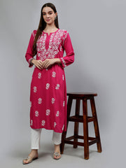 Heer Rayon Long Chikankari Kurti