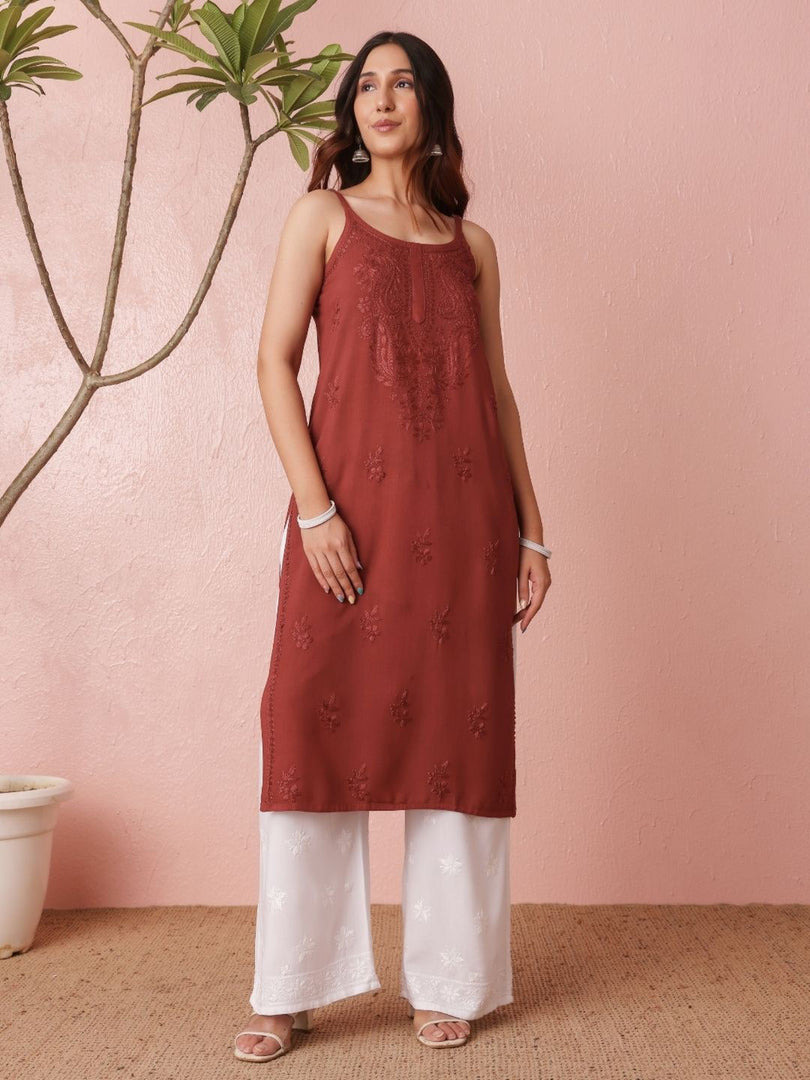 Nayab Strappy Ombre Chikankari Kurti