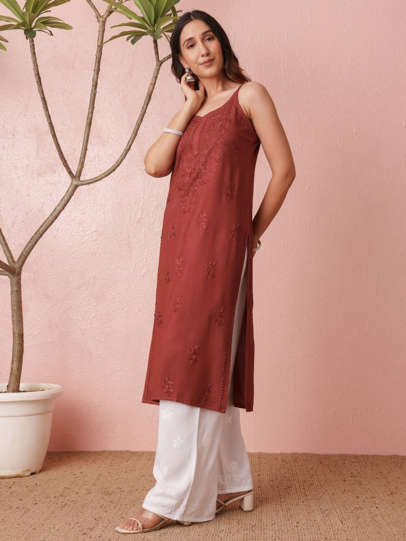Nayab Strappy Ombre Chikankari Kurti