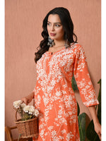 Load image into Gallery viewer, Aadat Mulmul Straight Chikankari Kurti