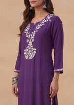 Load image into Gallery viewer, Daftar Rayon Chikankari Solid Women's 2 PC Long Kurta Set