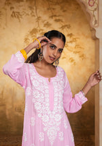 Load image into Gallery viewer, Bela Premium Modal Chikankari Long Kurti
