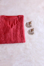 Load image into Gallery viewer, Kyra Chanderi Cotton Chikankari Kurti
