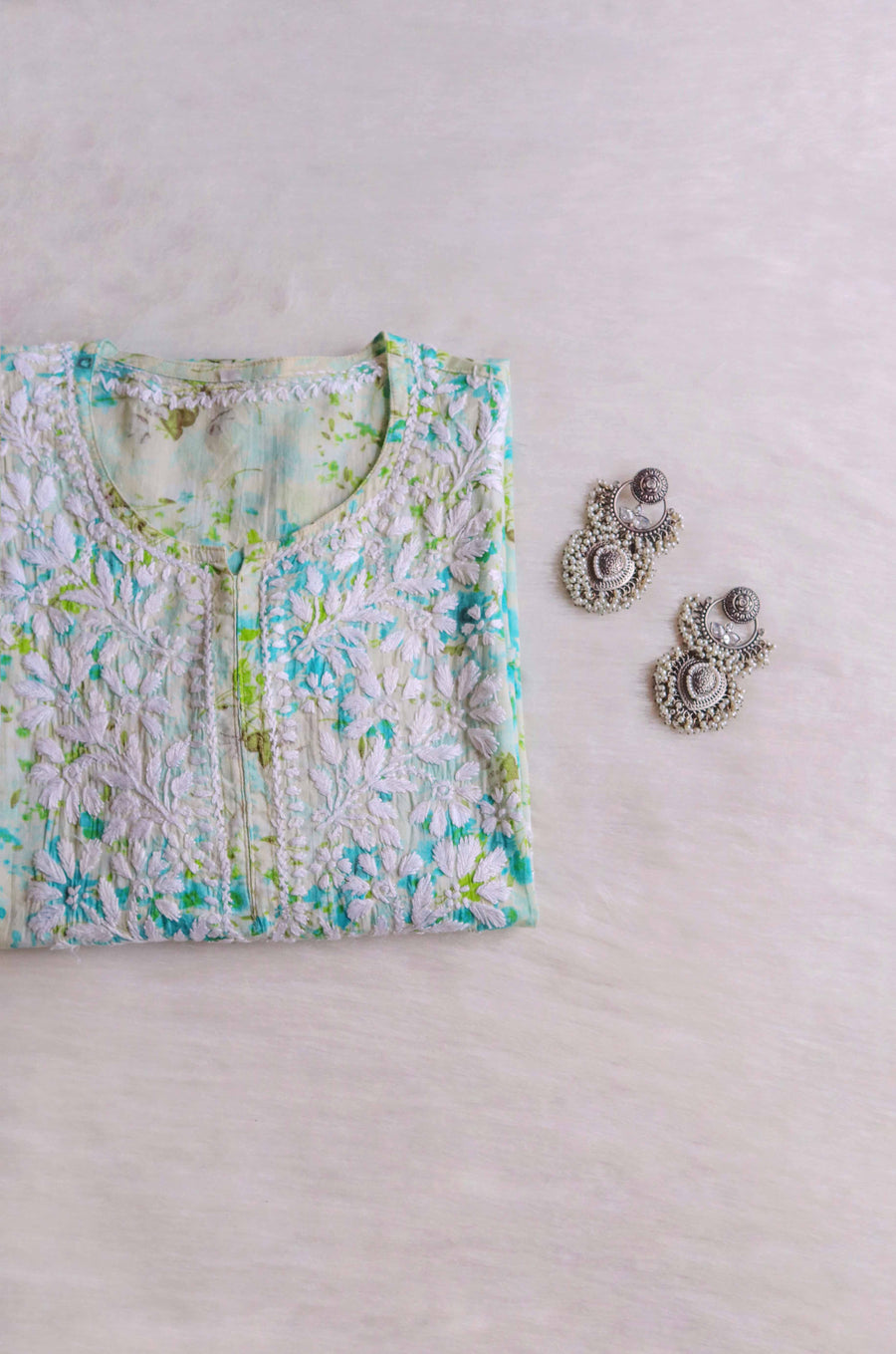Sonu Kakkar Styled Mulmul Chikankari Kurta