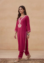Load image into Gallery viewer, Daftar Rayon Chikankari Solid Women's 2 PC Long Kurta Set