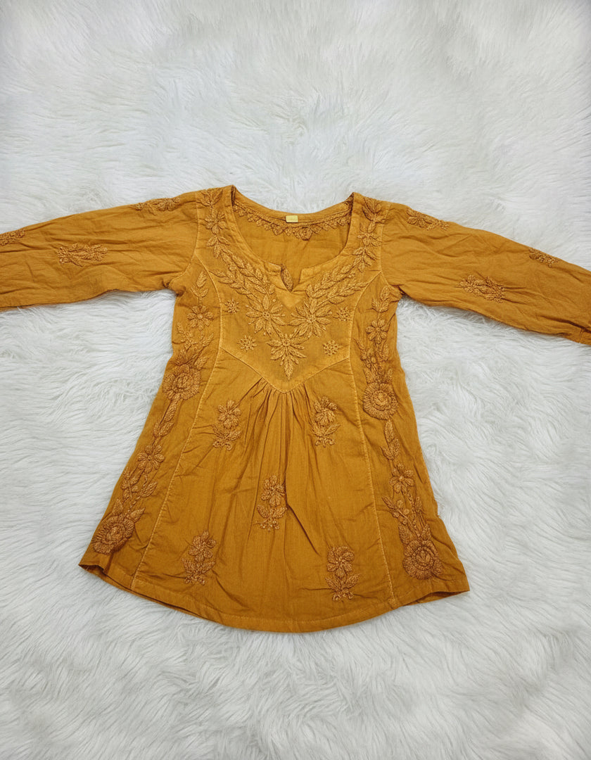 Titli Cotton Chikankari Ombre Girl's 3 PC A-Line Kurta Set - The Lucknowi Chikan 