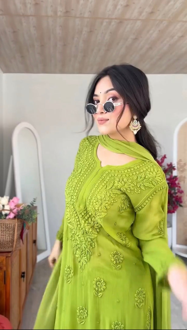 Gulnaaz Viscose Premium Chikankari Kurti Set