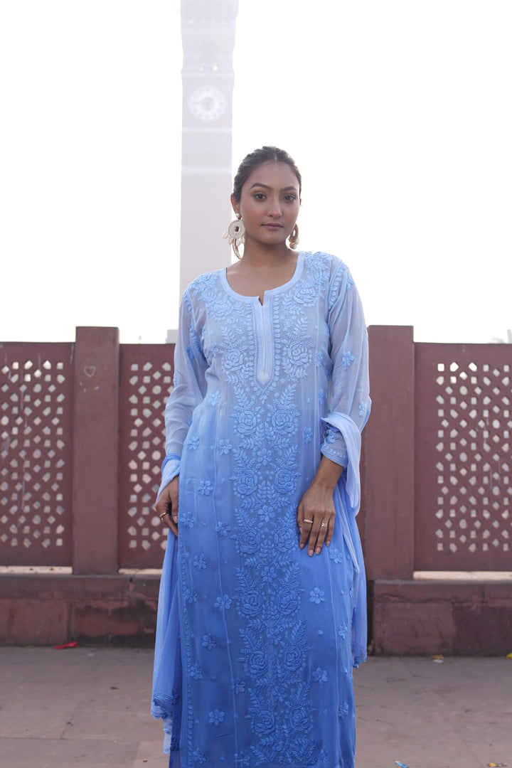 Gulfam Rose Pannel Viscose Kurti Set