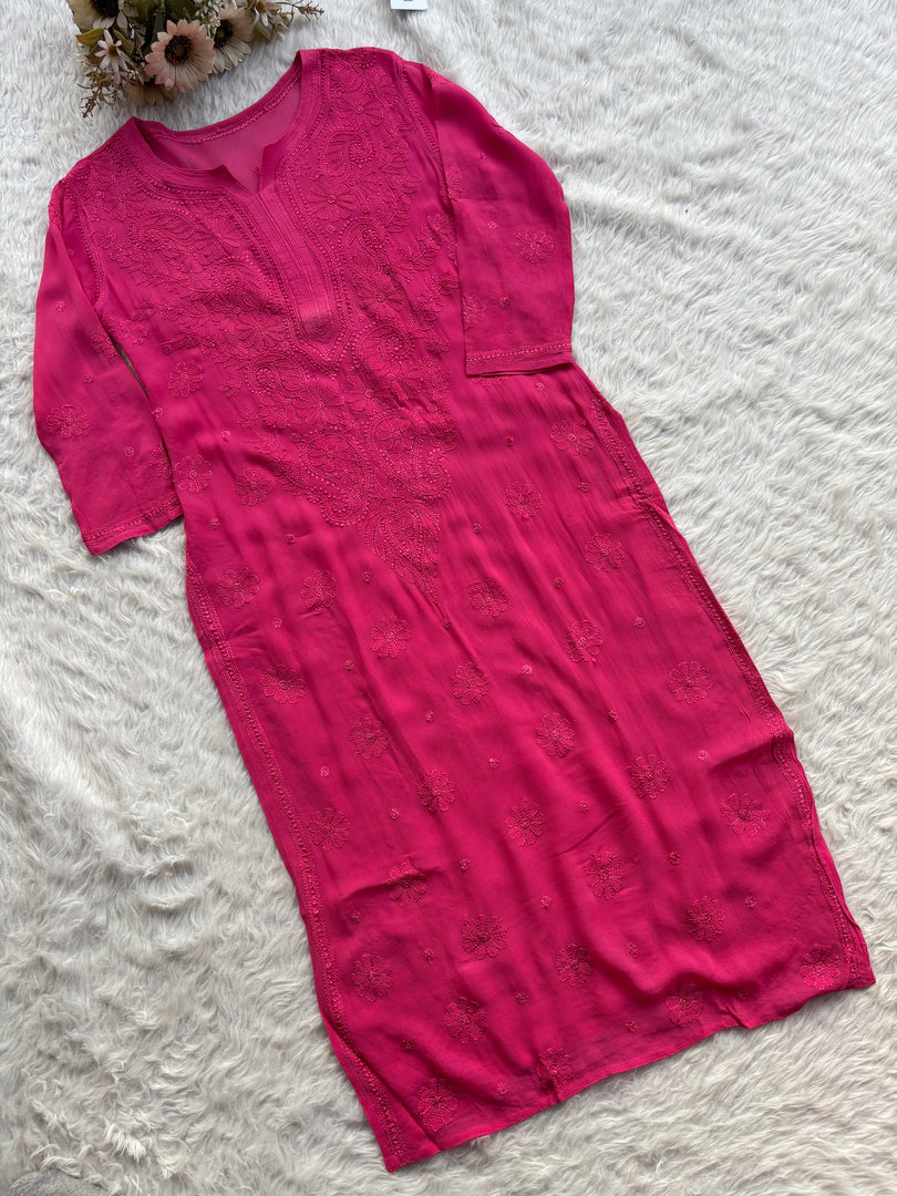 Mrunal Viscose Chikankari Kurti - The Lucknowi Chikan 