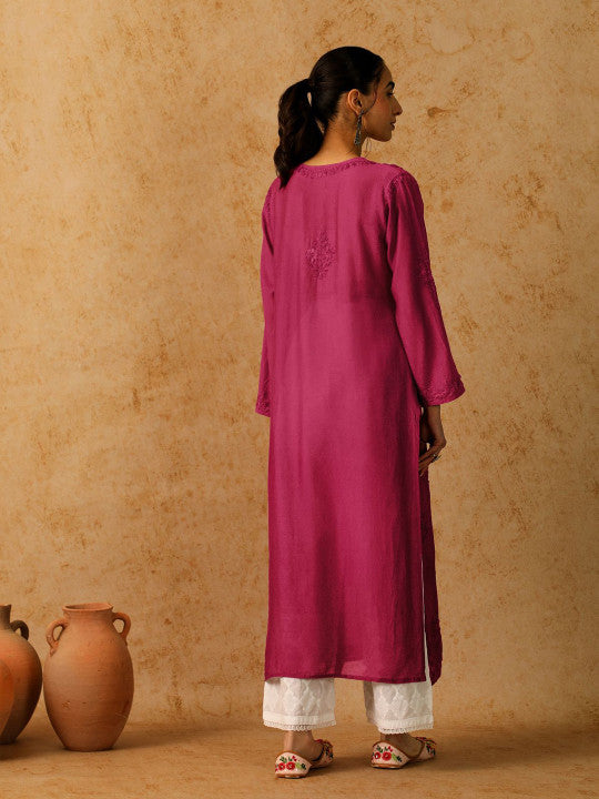 Adya Chanderi Chikankari Kurti