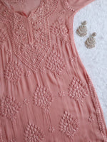 Load image into Gallery viewer, Haya Premium Viscose Luxury Chikankari Kurta Rusty-Brown
