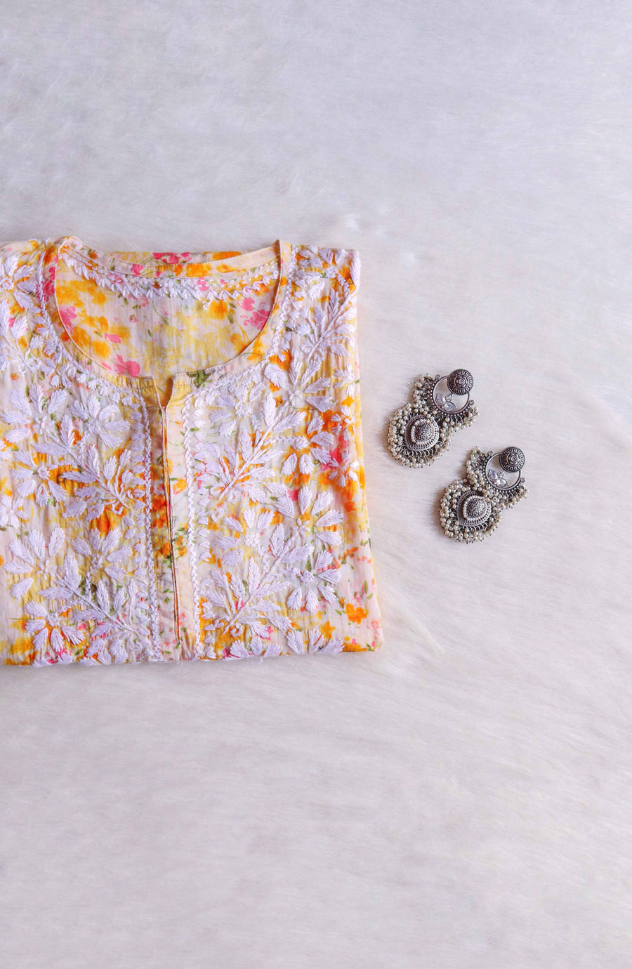 Sonu Kakkar Styled Mulmul Chikankari Kurta