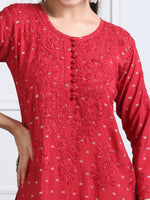 Load image into Gallery viewer, Sona Chanderi Chikan Kurti Set
