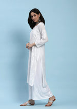 Load image into Gallery viewer, Ajrakh Muslin Premium Long Chikankari Kurta

