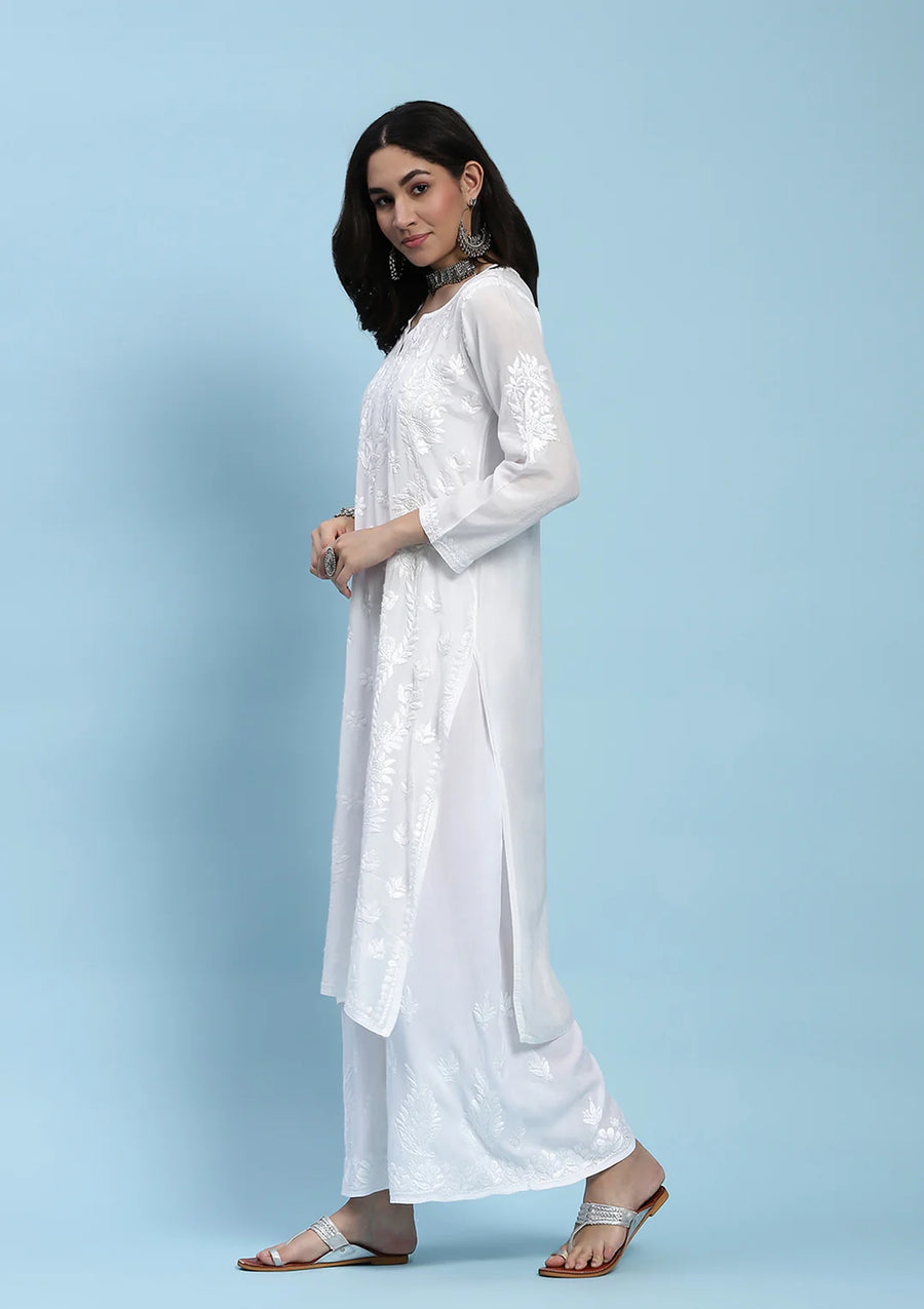 Ajrakh Muslin Premium Long Chikankari Kurta