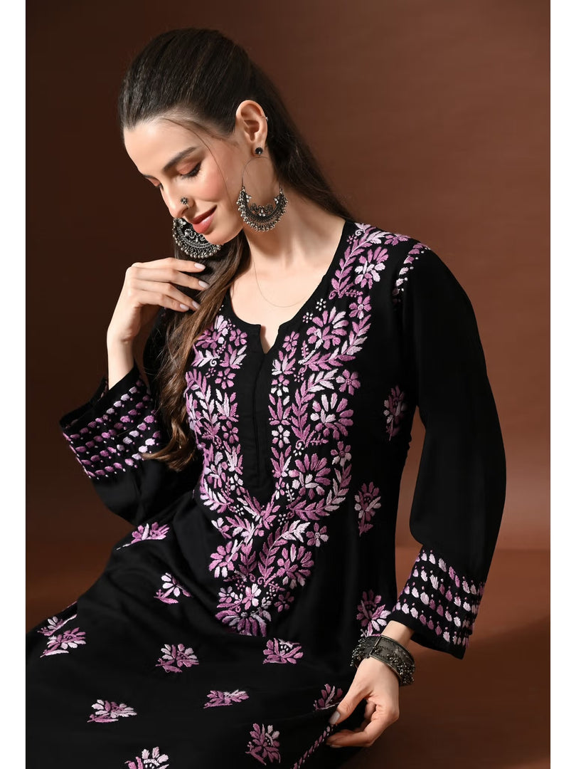 Mahira Rayon Duel Thread Chikankari Kurti