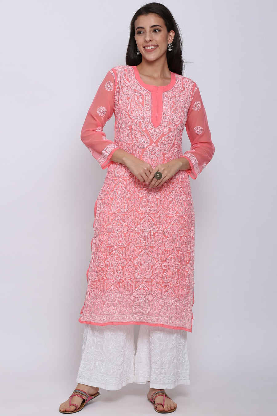 Zara Georgette Chikankari Kurta