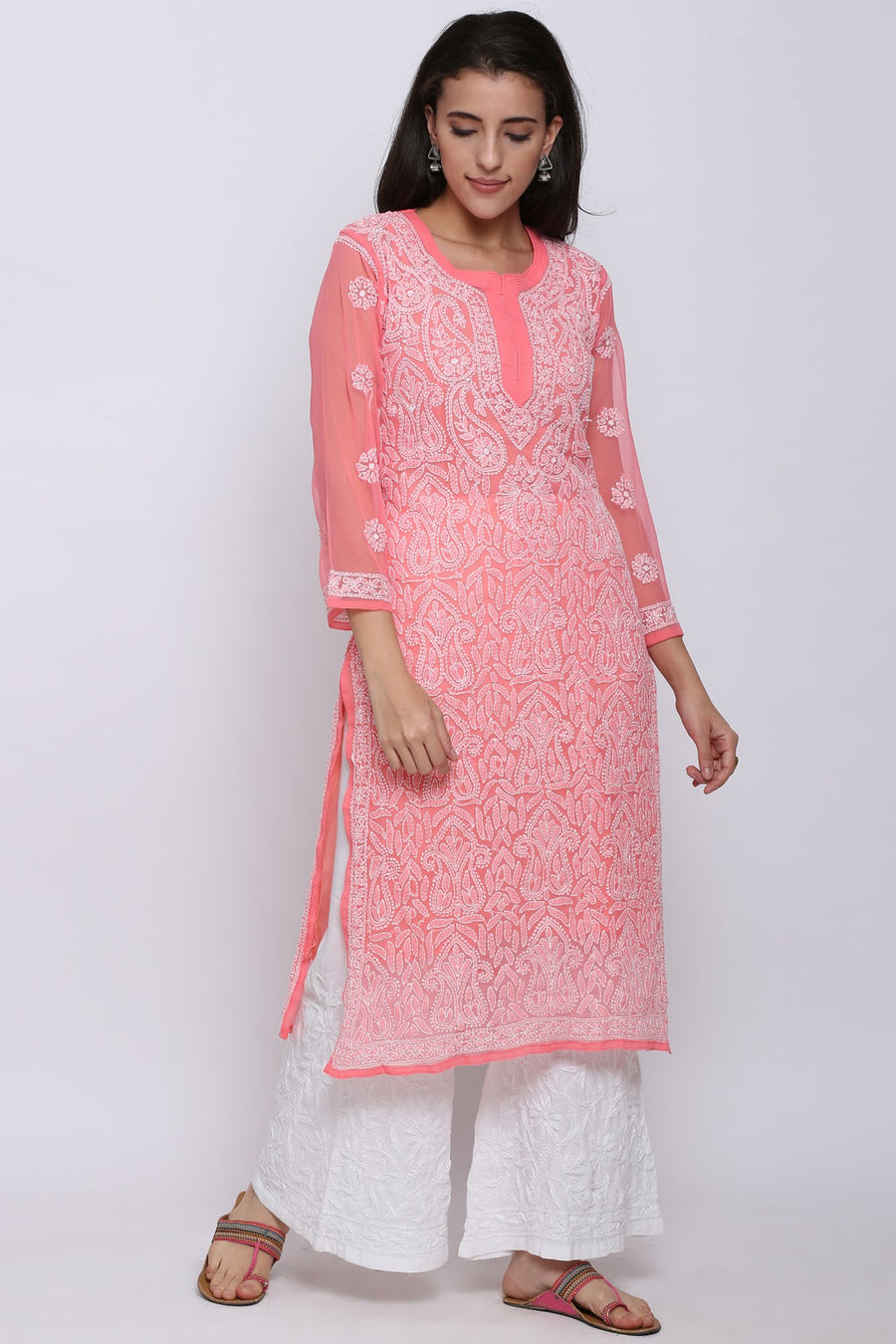 Zara Georgette Chikankari Kurta