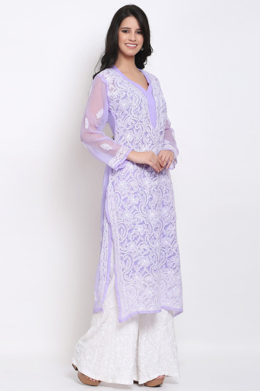 Zara Georgette Chikankari Kurta