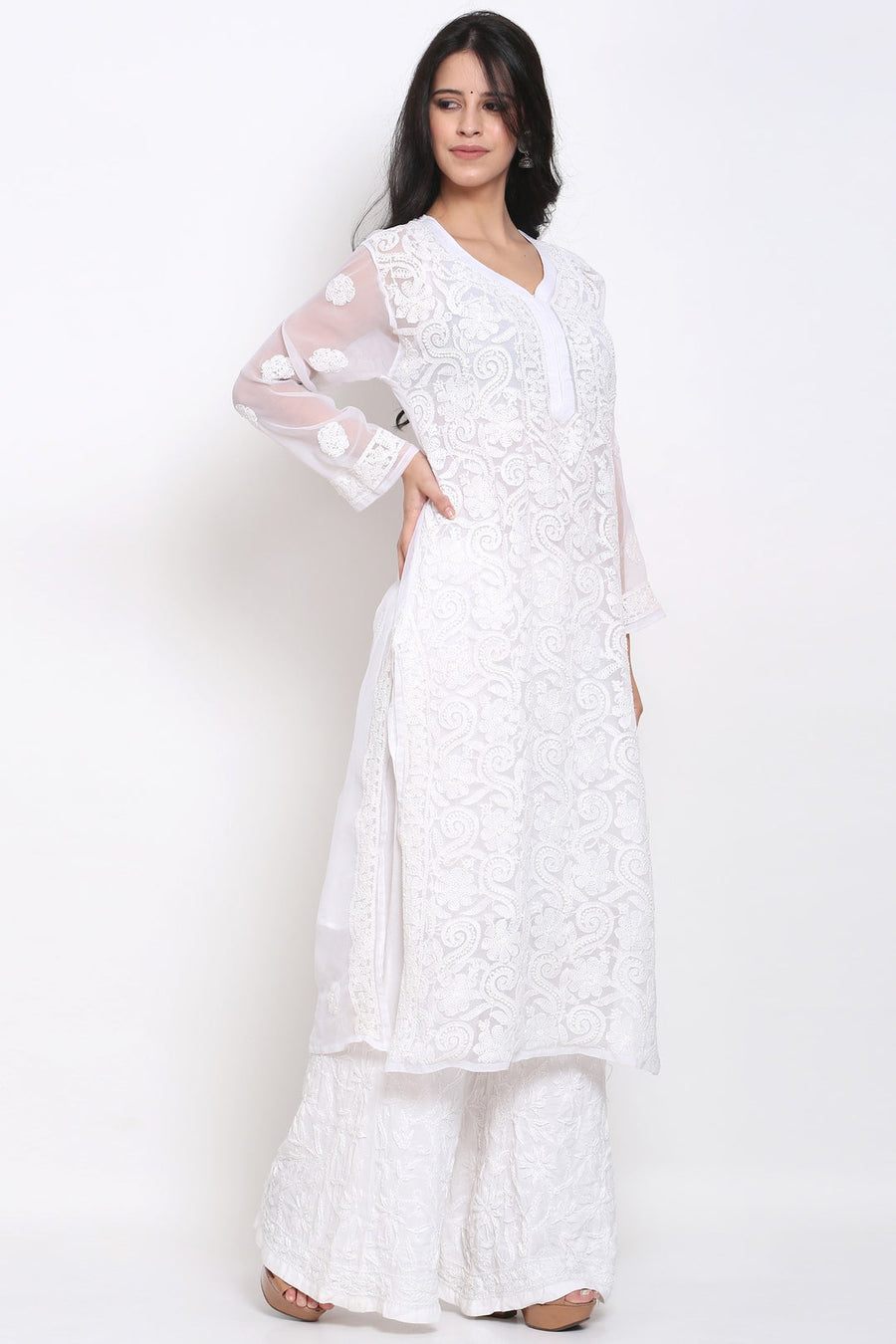 Zara Georgette Chikankari Kurta