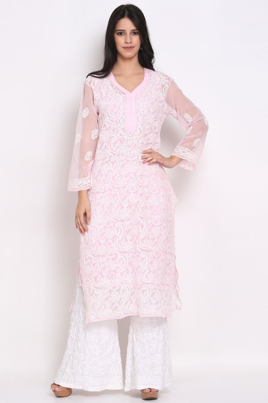 Zara Georgette Chikankari Kurta