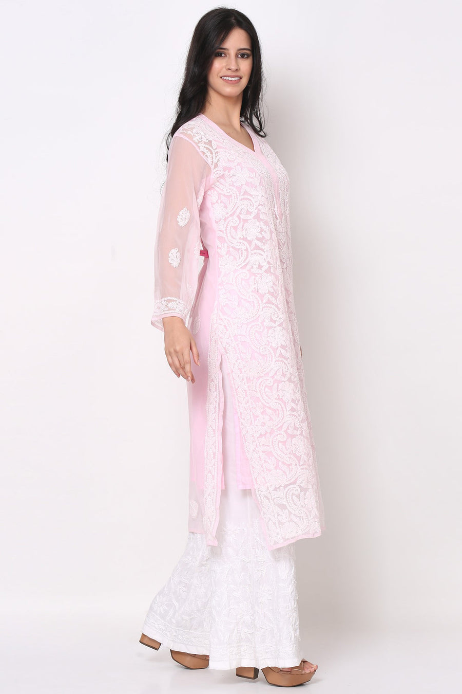 Zara Georgette Chikankari Kurta