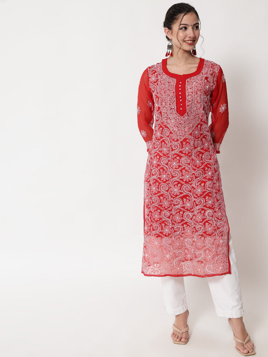 Zara Georgette Chikankari Kurta