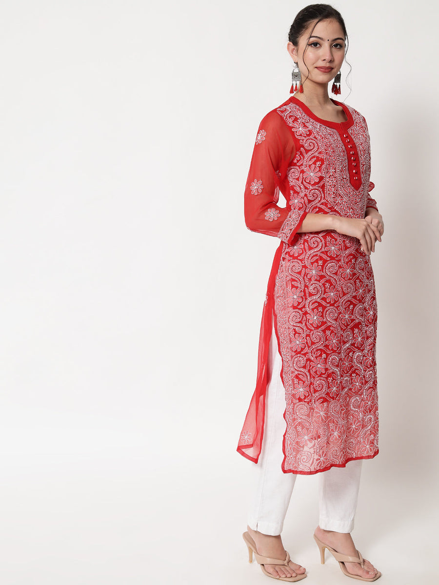 Zara Georgette Chikankari Kurta