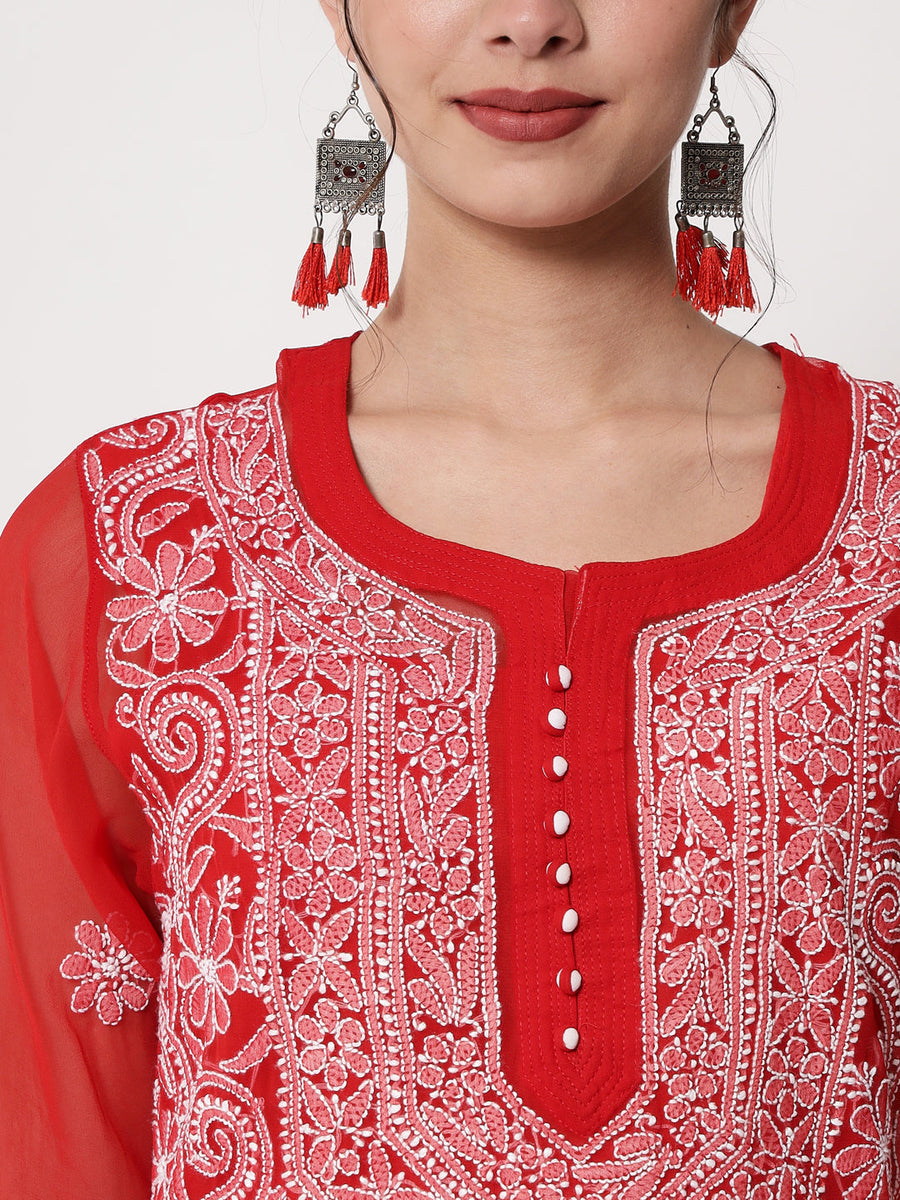 Zara Georgette Chikankari Kurta