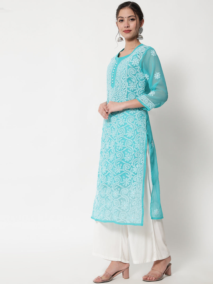 Zara Georgette Chikankari Kurta