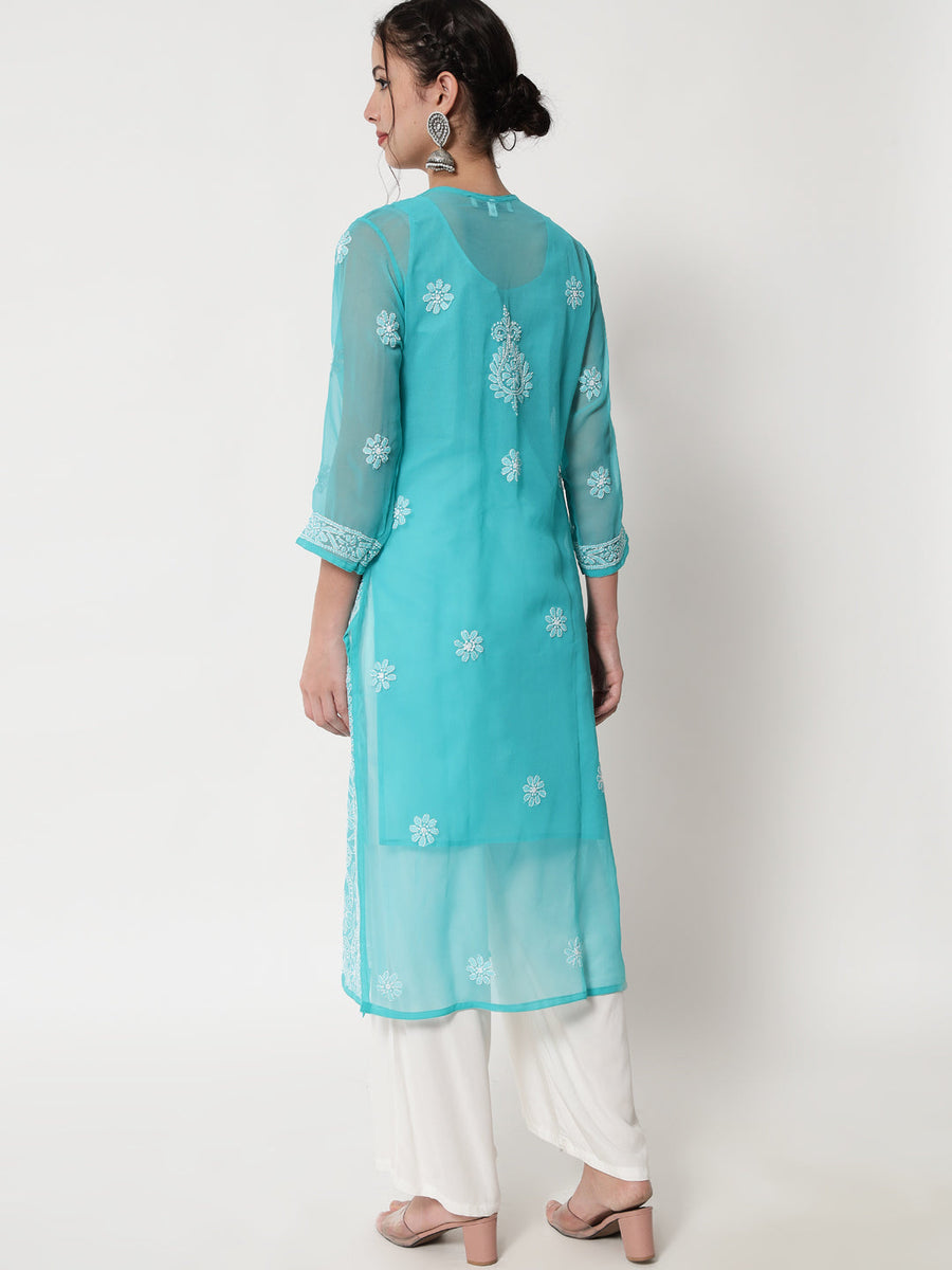 Zara Georgette Chikankari Kurta