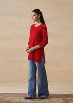 Load image into Gallery viewer, Amina Rayon Short Chikankari Kurti - Red