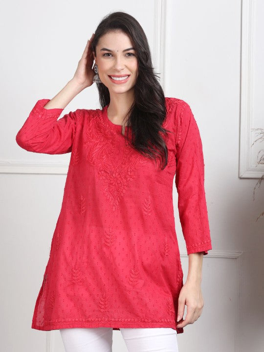 Nalli Dobby Chikankari Short Kurti