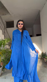 Load image into Gallery viewer, Vrati Rayon Chikankari Suit Sets Blue