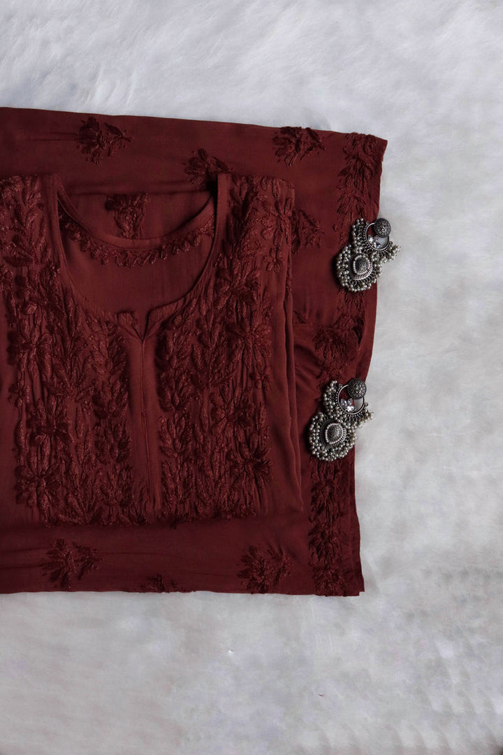 Malhar Rayon Chikankari Kurti Set