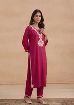 Load image into Gallery viewer, Daftar Rayon Chikankari Solid Women's 2 PC Long Kurta Set