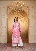 Load image into Gallery viewer, Bela Premium Modal Chikankari Long Kurti - The Lucknowi Chikan 