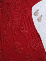 Load image into Gallery viewer, Haya Premium Viscose Luxury Chikankari Kurta Red