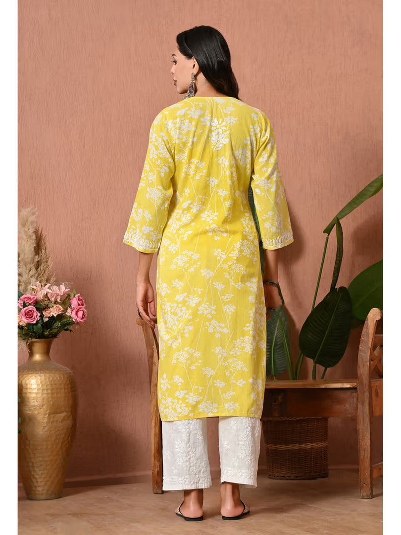 Aadat Mulmul Straight Chikankari Kurti