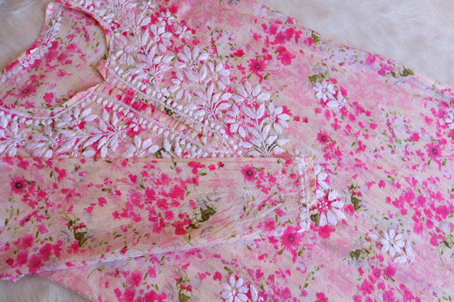 Sonu Kakkar Styled Mulmul Chikankari Kurta