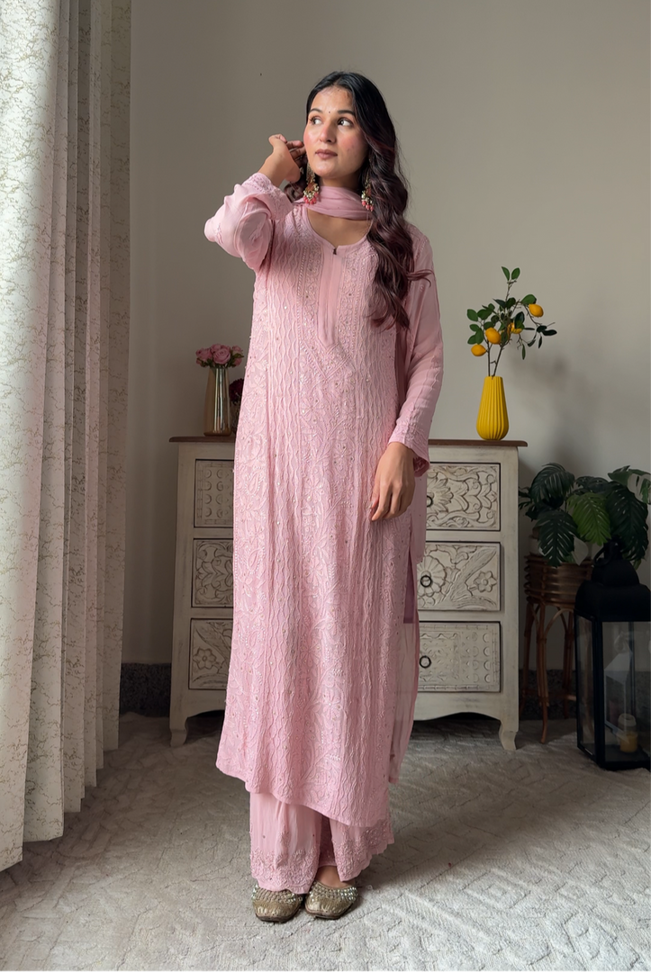 Nagma Premium Chikankari Mukaish Viscose Set