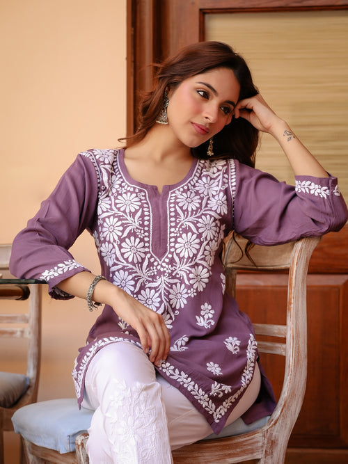 Aabha Premium Modal Chikankari Top