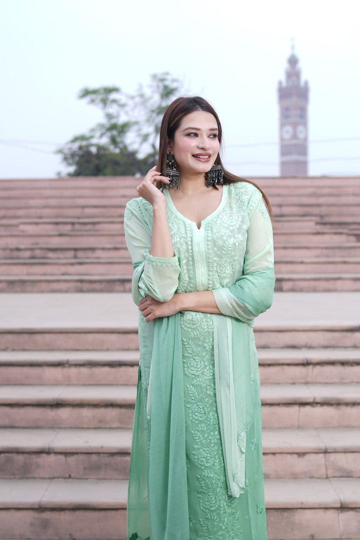 Gulfam Rose Pannel Viscose Kurti Set