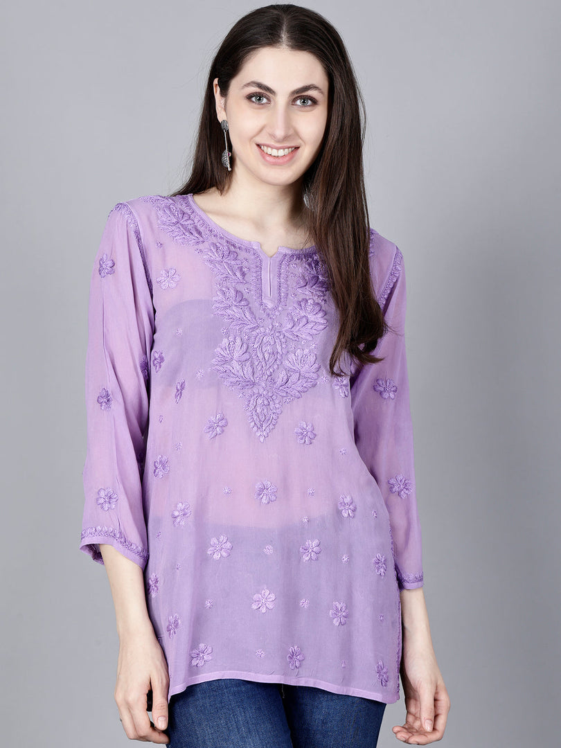 Dori Viscose 3D Chikankari Kurti - The Lucknowi Chikan 