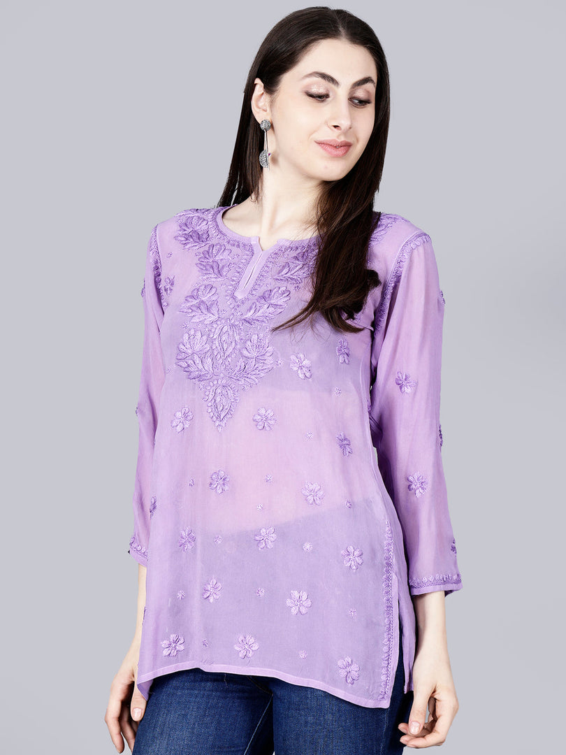 Dori Viscose 3D Chikankari Kurti - The Lucknowi Chikan 