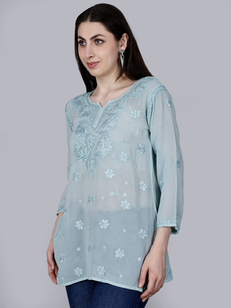Dori Viscose 3D Chikankari Kurti - The Lucknowi Chikan 