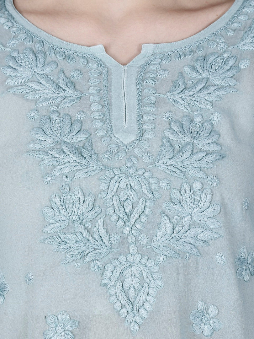 Dori Viscose 3D Chikankari Kurti - The Lucknowi Chikan 